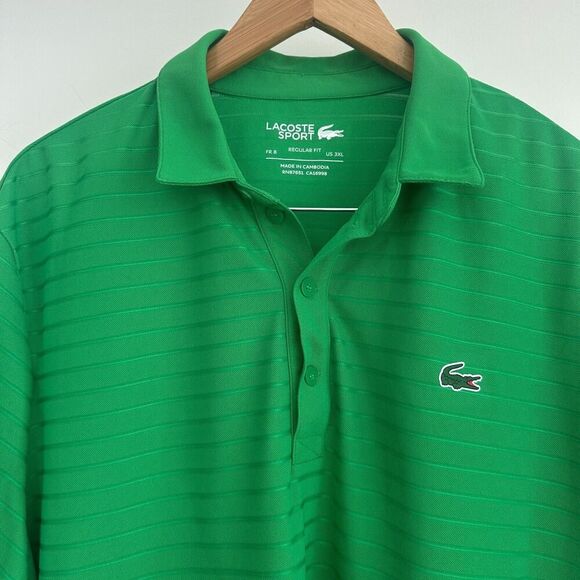 Lacoste Polo Shirt Mens 3XL Green Performance Jersey Golf Tennis Athletic Casual - Picture 3 of 11